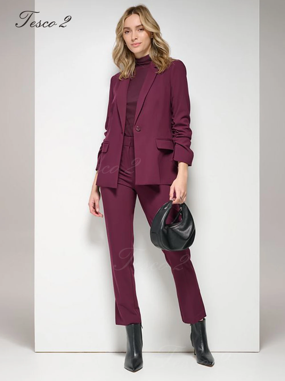 

Tesco 2 Womens' Suit Slim Fit Pantsuit Business Office Bespoke Slim Fit Peak Lapel Formal Party Suit For Women