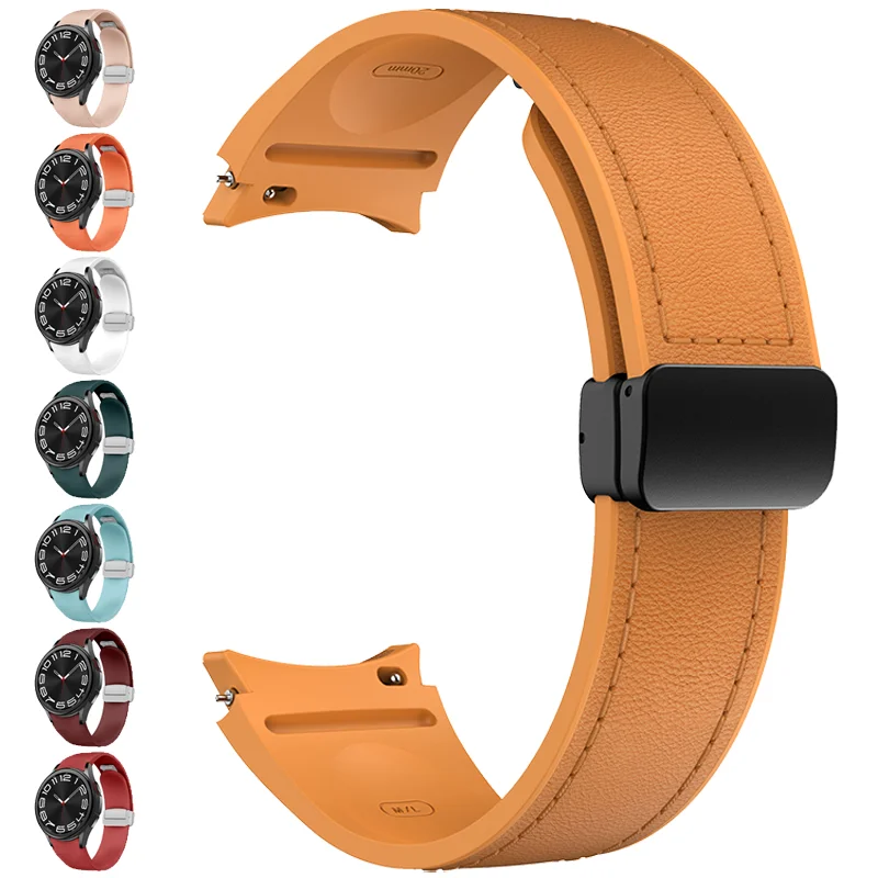 

Leather+Silicone Strap For Samsung Watch 7 6 5 4 FE 44mm 40mm pro 45mm Sport band Bracelet For Galaxy Watch6 Classic 43 47mm