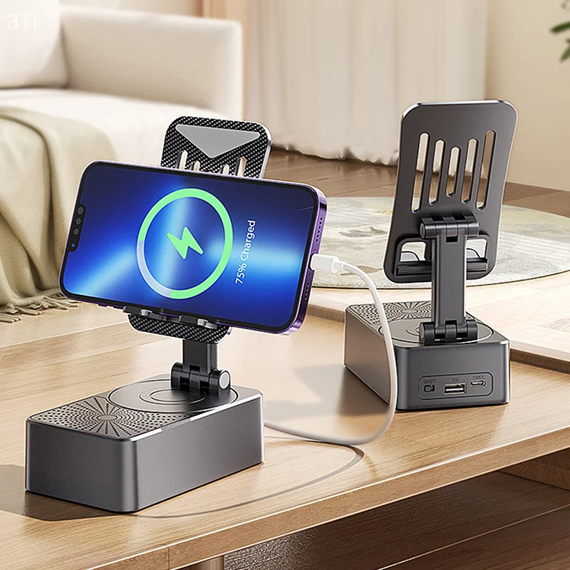 3 في 1 حامل جوّال بلاستيكي المحمول سمّاعات بلوتوث قوة البنك الدورية طوي كسول حامل سطح المكتب حامل للهاتف الخليوي أقراص