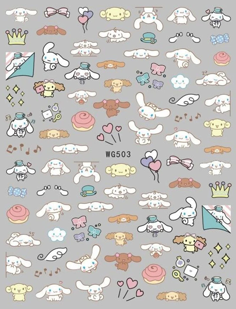 1PCS 3D Cinnamoroll Nail Stickers Nail Art Decoration Decals Sanrio Series Adhesive Stickers Nail Art Accessories Manicure