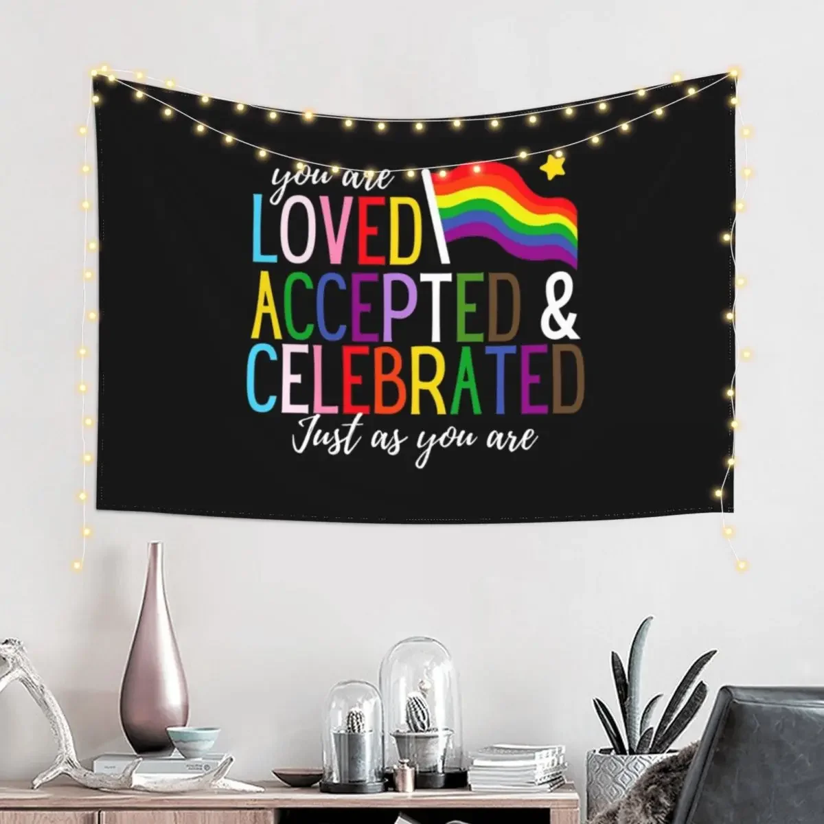 You are LOVE ACCEPTED CELEBRATED just as you are Tapestry Decorations For Room Nordic Home Decor Tapestry