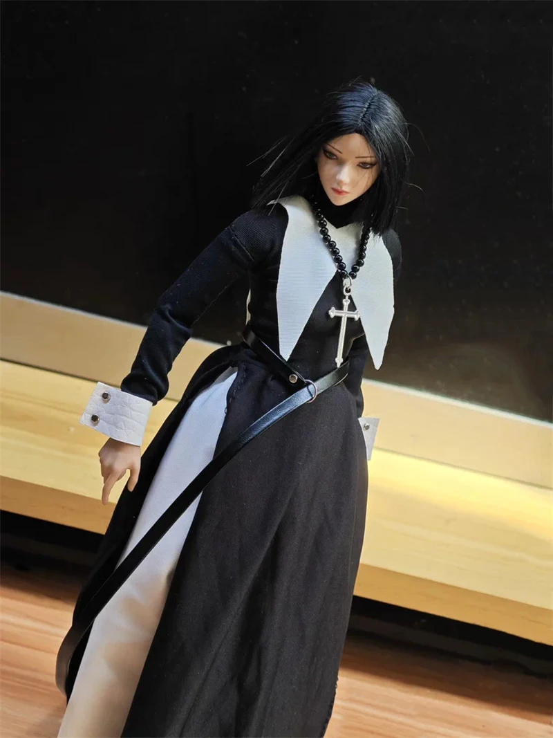 【옷만】1/6 스케일 여성 눈가리개 수녀 의상 세트(총, 눈가리개 액세서리 포함) 12인치 액션 피규어 바디 모델용