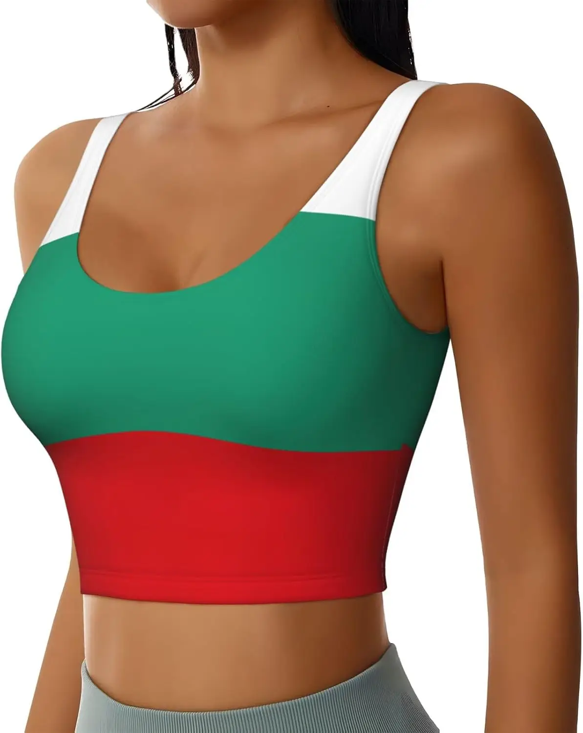 حمالة صدر رياضية نسائية مطبوعة بعلم العلم، حمالة صدر رياضية عالية التأثير ماصة للرطوبة للنساء أو رياضية للجري والمشي لمسافات طويلة