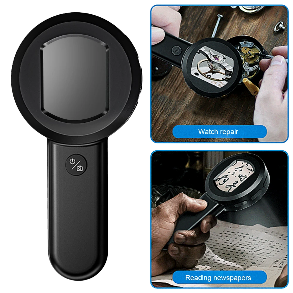 50X Handheld Magnifying Glass with 8 LED Light Rechargeable Illuminated Magnifier for Seniors Reading Inspection Coins