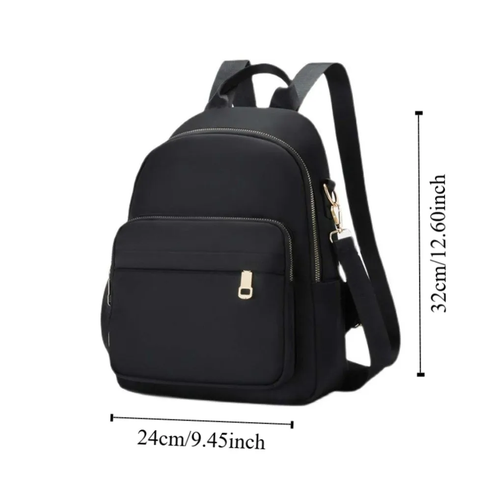 Zaino da scuola portatile in nylon Borsa tote casual multifunzione di grande capacità Borsa a tracolla tinta unita da donna