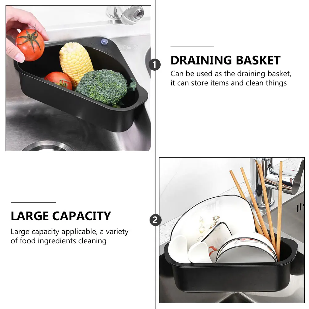 

1Pcs Stainless Steel Kitchen Sink Basket Draining Rack Triangular Large Capacity Rustproof Storage Holder for Food Cleaning