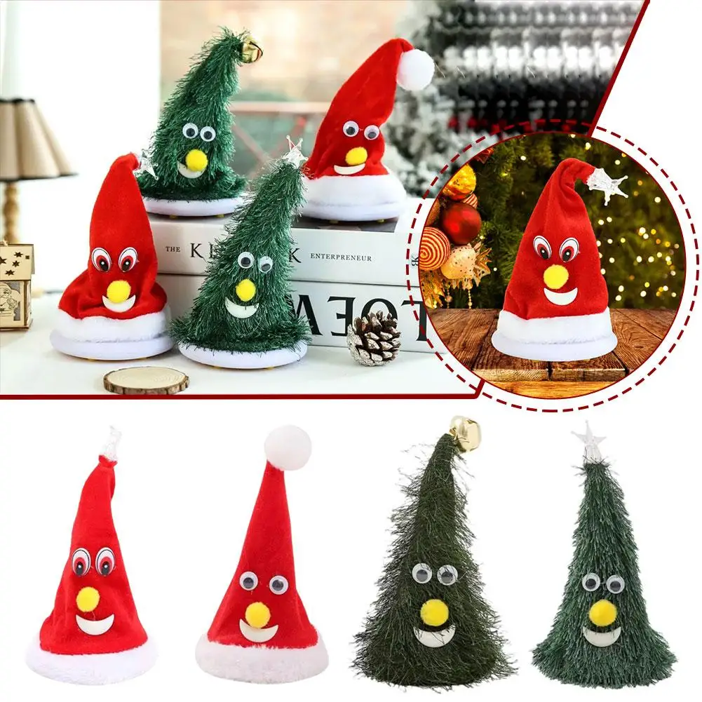 New Electric Christmas Hat Santa Claus Toy 6-inch Swinging Bell Lamp Tree Creative Christmas Swinging Hat Toy For Unisex Gi N8W1