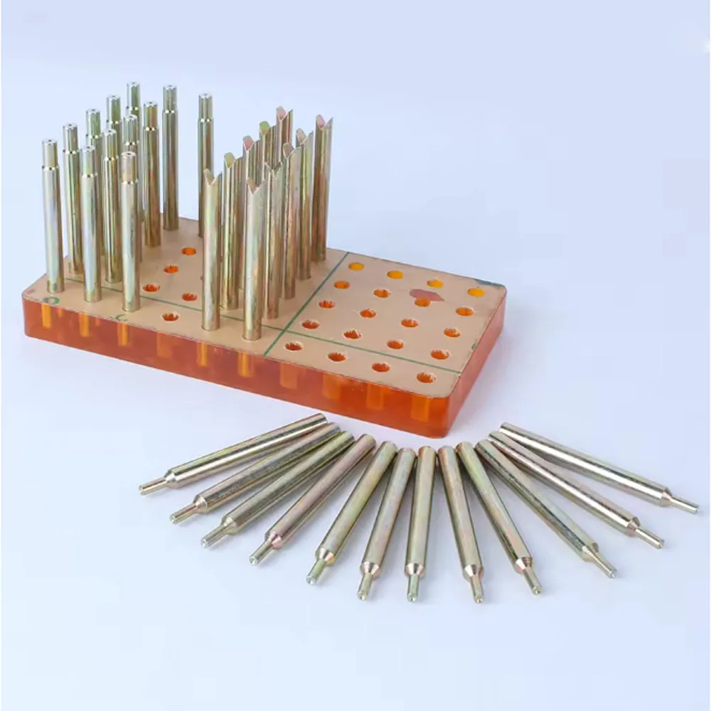 34Pcs Gem Dopsticks Set 6MM Diameter 65MM Length Gemstone Dop Stick with Storage Box Stone Faceting Grinding Polishing Tool