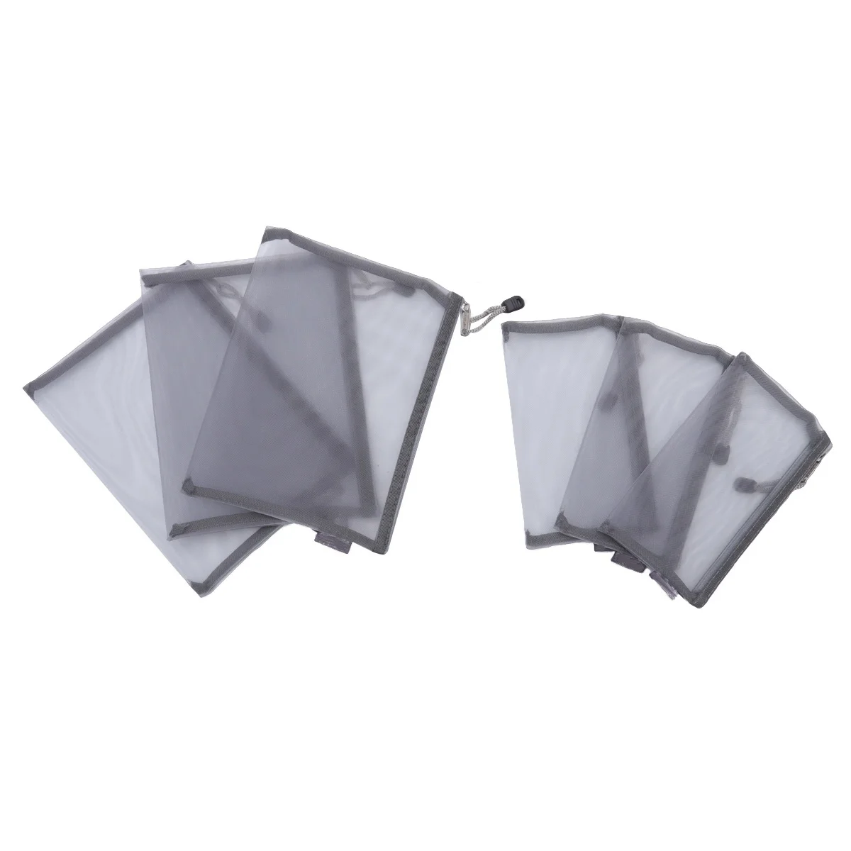 

6Pcs Mesh File Bag Set A5 and A6 Portable Zippered Stationery Pouches for Office School Supplies Document Organizer Transparent