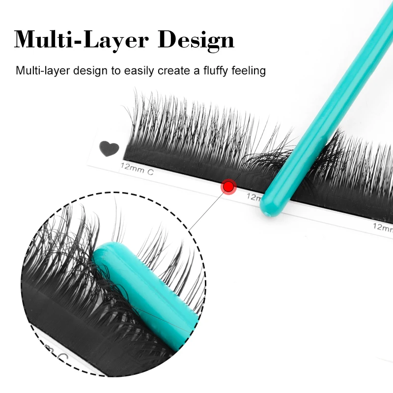 رموش برية 6D من وينكي بيوتي، وصلات رموش كاميليا مزدوجة الطبقة، مراوح حجم مسبقة الصنع Wispy 0.07 C/D رموش فردية