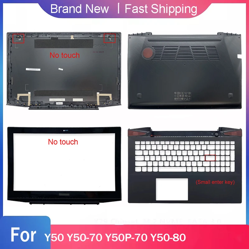 New Bottom Base Case For Y50 Y50-70 Y50P-70 Y50-80 Laptop LCD Back Top Cover Front Bezel Palmrest Upper Rear Lid Non Touch Black