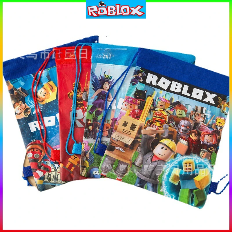 Roblox Non-woven Storage Drawstring Drawstring Drawstring Backpack Bag Schoolbag Lightening Zipper Shoulders Drawstring Bag