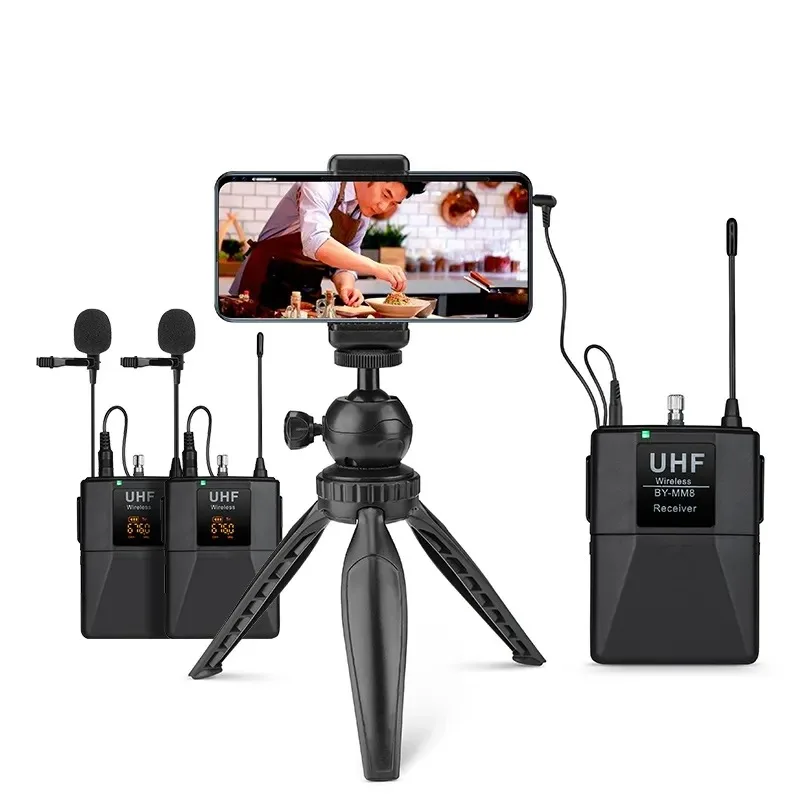 Portable UHF Camcorder Dual-channel DSLR Outdoor Wireless Microphone