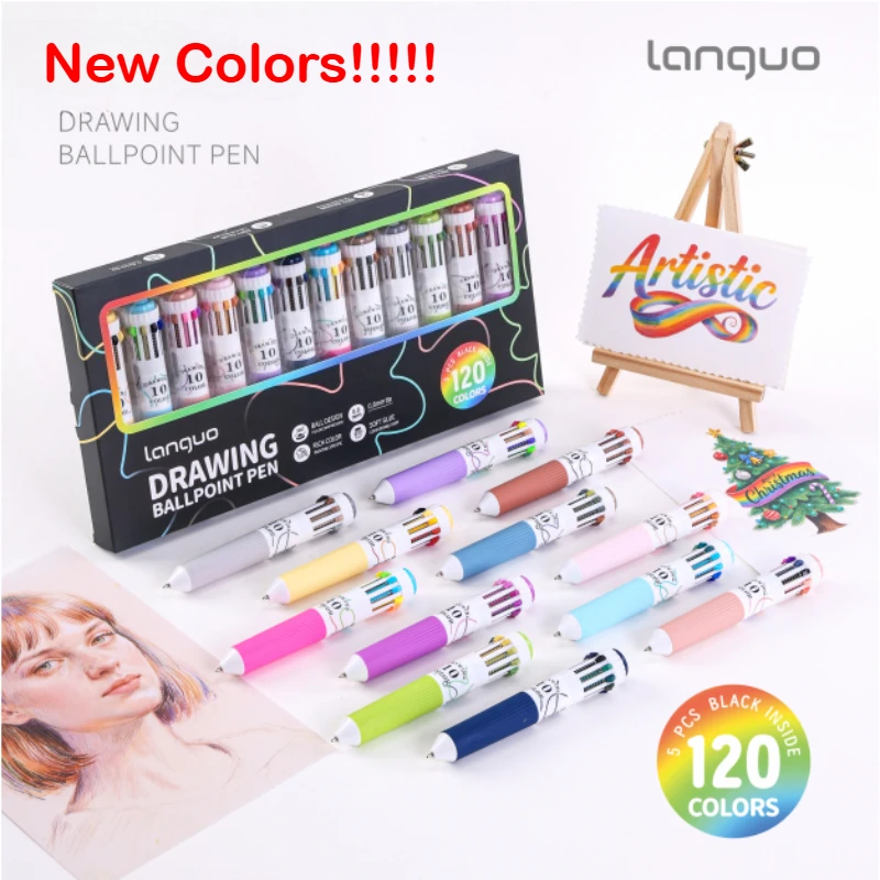 

Languo 120/30 Color Ballpoint Pen Cartoon 0.8mm Soft Grip Press Multicolor Gel Pens Writing Pen Drawing Office School Supplies