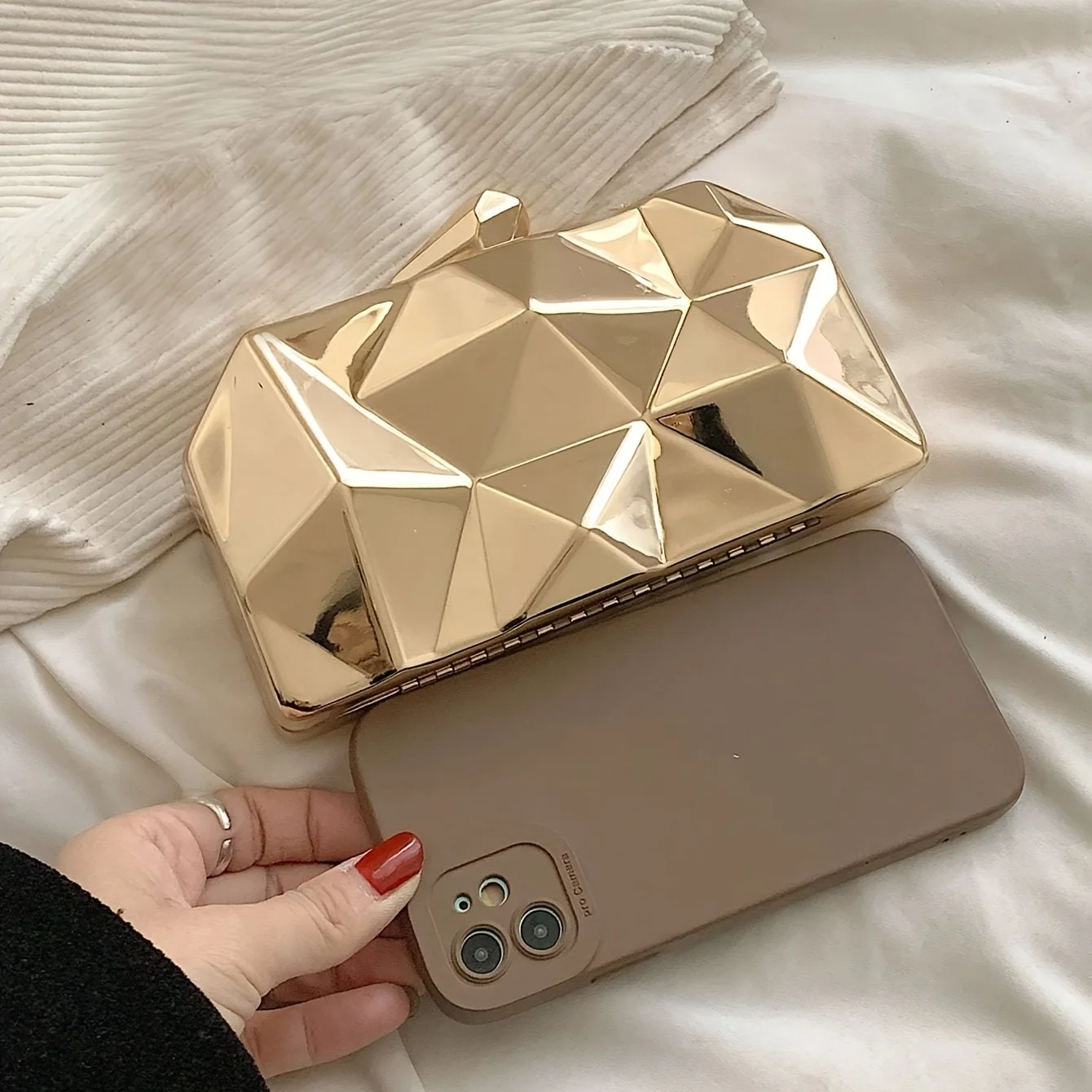 Elegant Mini Evening Bag, Shiny Geometric Box Bag, Classic Bright Clutch Dinner Bag For Carnaval Use