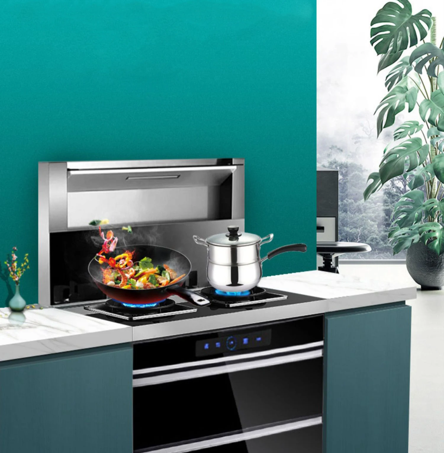 الشركات المصنعة للموقد المتكامل، شفاط المطبخ، خزانة تطهير موقد الغاز، تنظيف أوتوماتيكي متكامل، منزل عزل الطعام