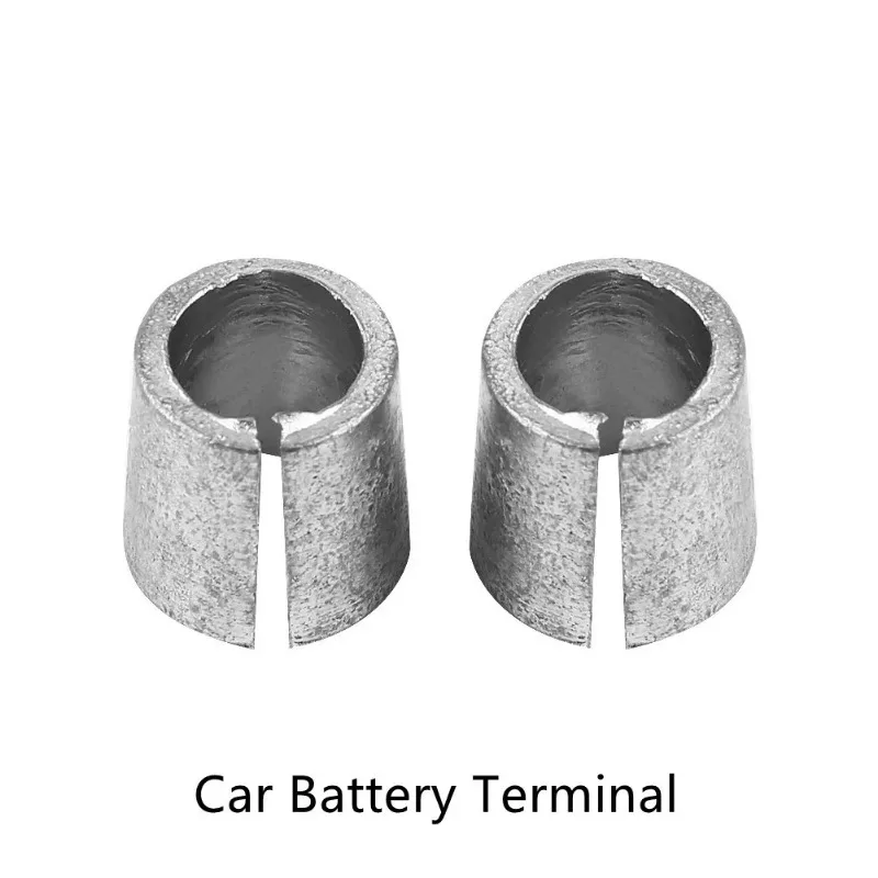 Conversores de terminais de bateria de carro, 2 peças, adaptadores de poste, mangas, lados negativos, adaptadores de conexões de bateria, fornecidos