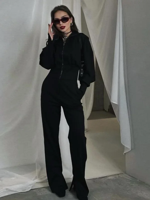 سليم صالح عالية الخصر مستقيم الساق السراويل قطعتين مجموعة لون نقي توب بوت ملابس رياضية كاجوال المرأة Faion ربيع 2025