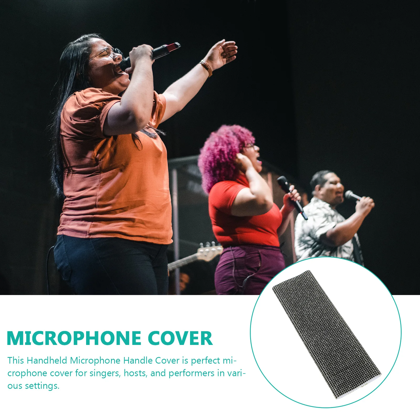 Glamorous Rhinestone Microphone Handle Sleeve Cover For Wireless Handheld Mics Durable Plastic Mic Accessory Performers Singers
