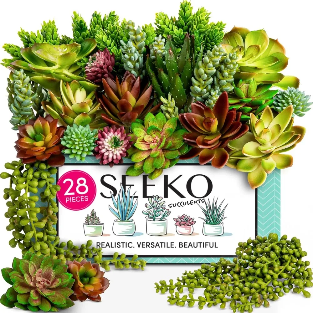 

SEEKO Succulents Artificial Succulents -28 Pack- Premium Succulent Plants Artificial - Realistic Faux Succulents - DIY Unpotted