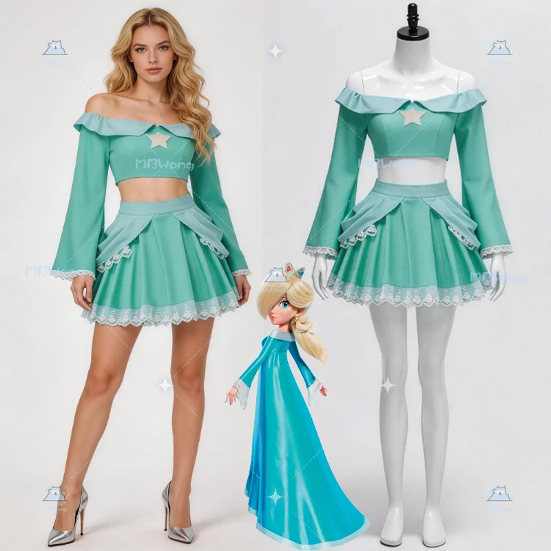 

Cartoon Rosalina Cosplay Costume Wig Doujin Dress Wand Film Galaxy Rosalina Princess Dress For Hallowmas Party Adult Women Role