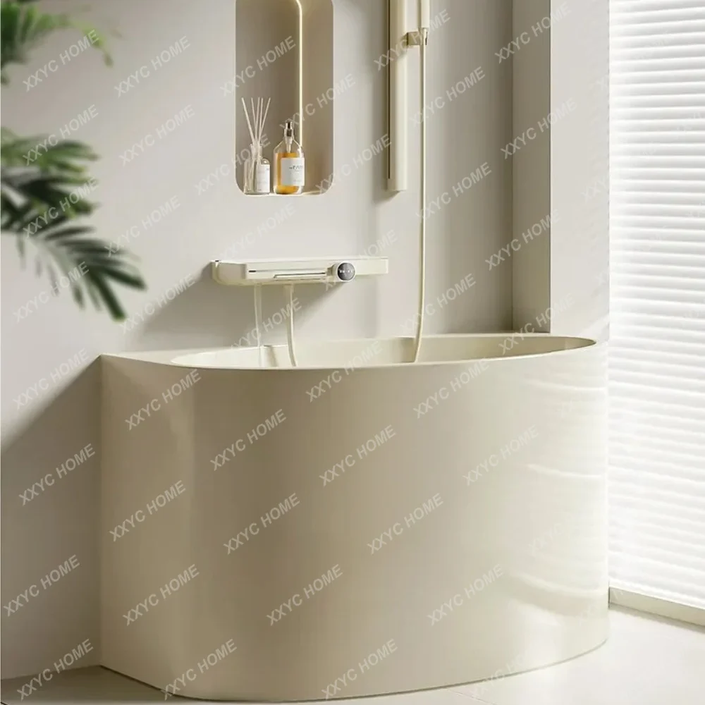 Milk white deep soaking bathtub household sitting acrylic independent  mini movable