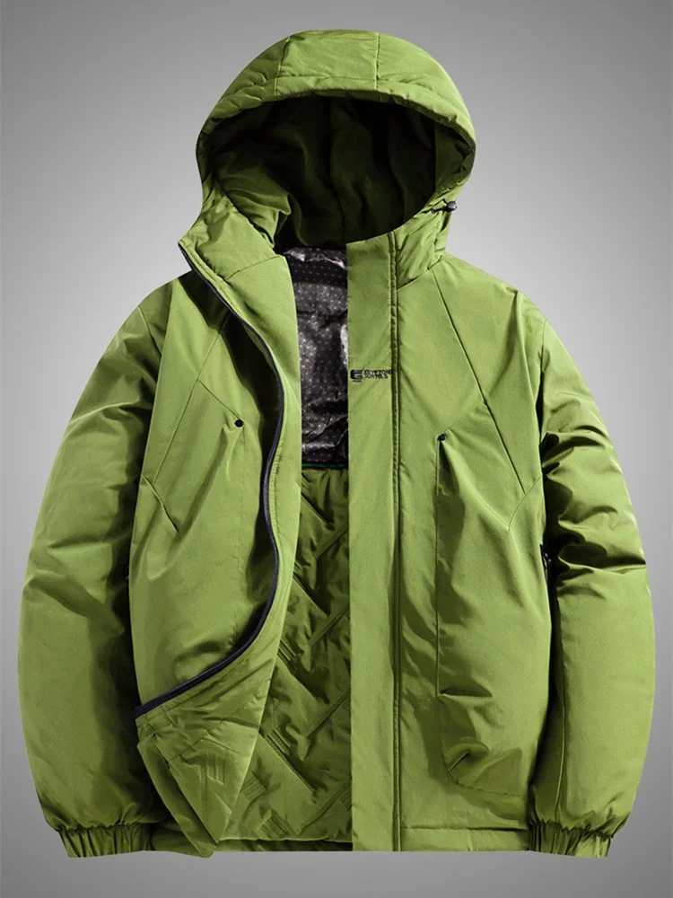 

Thiened Outdoor Climbing Jaet Men's Winter Faion Coat with Hood Windproof Warm Cotton Clothes Faurema Brand Travel Yout...