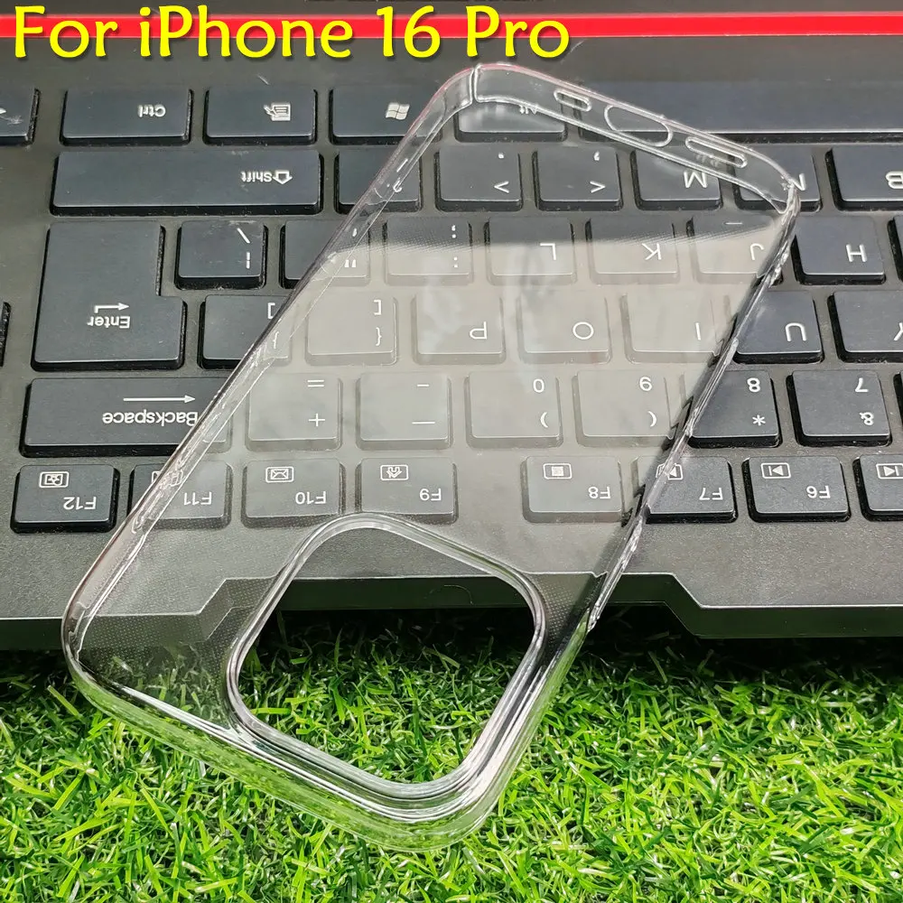 Apple iPhone 16 için Pro Max durumda kristal sert PC tam kapak iPhone 16 artı temizle kamera geri kabuk korumak