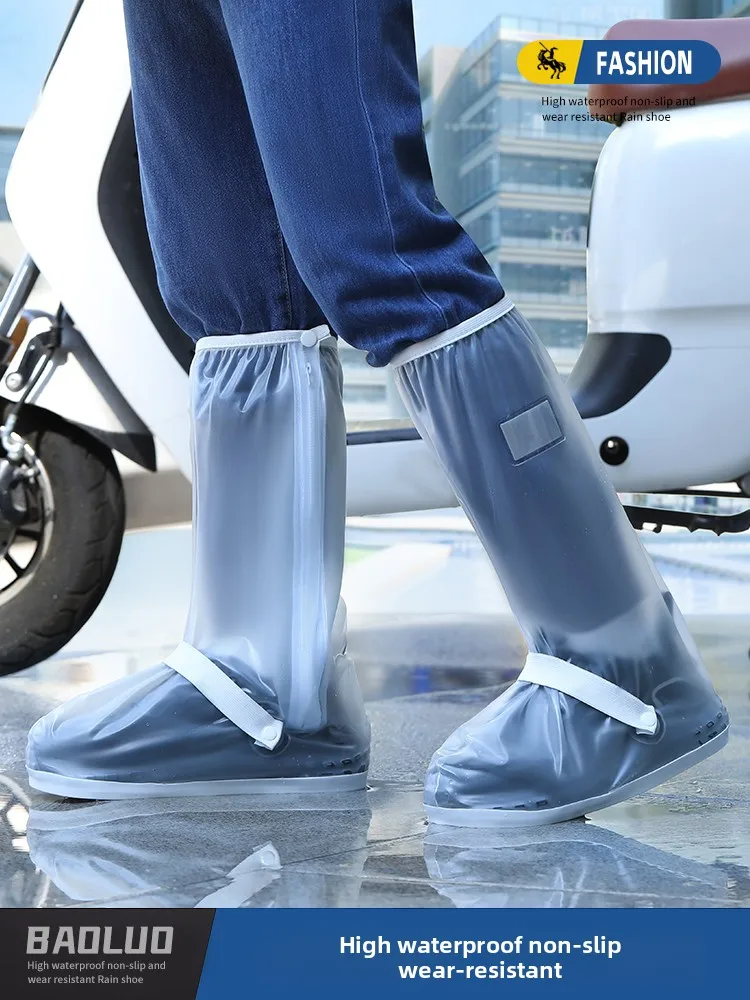 Waterproof Anti-Slip Thick High-Tube Men's Rain Boot Covers Outdoor Wearable Women's Large Size Durable Shoe Covers for Rainy...