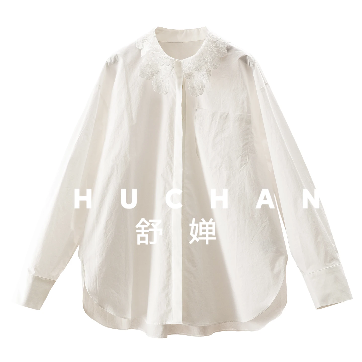 

2026 Early Spring Stacking Wear G Design Sense High Support 100 Cotton Lace Collar Shirt Women's 54I0