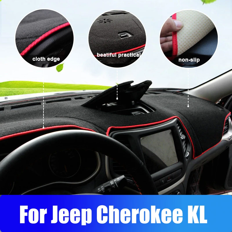 For Jeep Cherokee KL 2014 2015 2016 2017 2018 2019 2020 2021 Car Dashboard Cover Avoid Light Pads Anti-UV Carpets Accessories