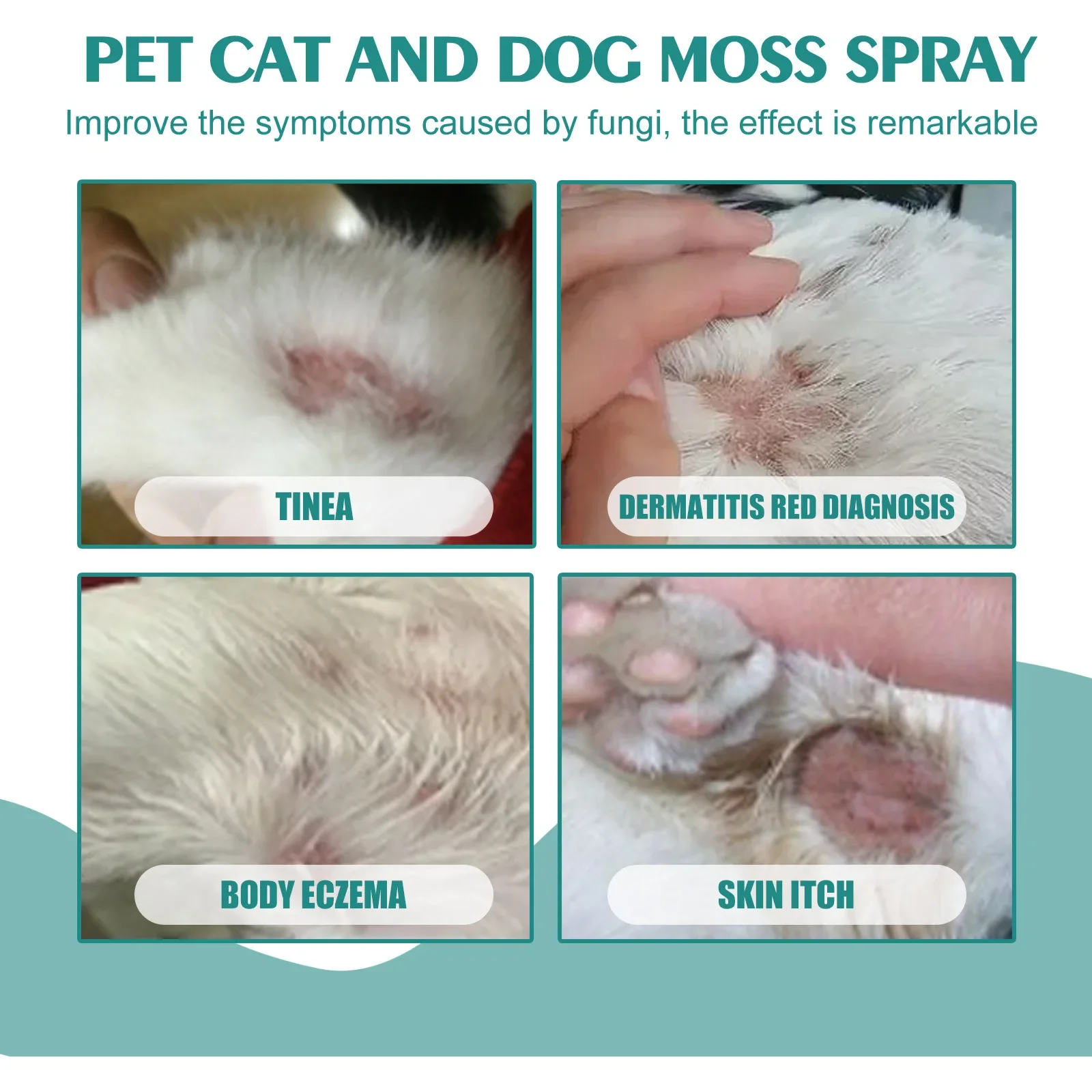 Pet Skin Care Spray Dermatitis Allergy Antibacterial Flea Tick Killer Puppy Mite Removal Relieve Itching Cat Ringworm Treatment