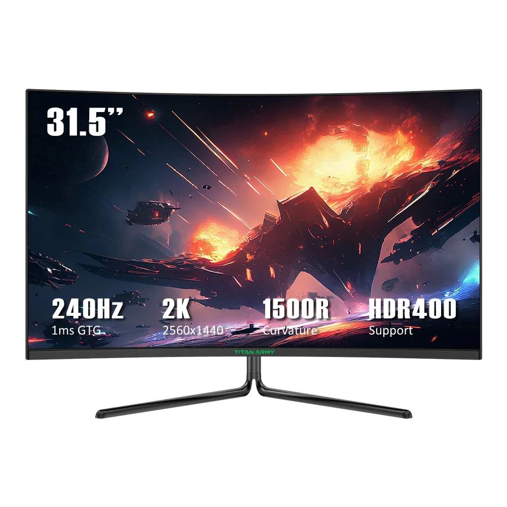 TITAN ARMY C32C1S 1500R Curved Gaming Monitor, 31.5-inch 2560*1440 HVA Fast Panel, 1ms GTG, Adaptive Sync HDR400, Game Plus Mode