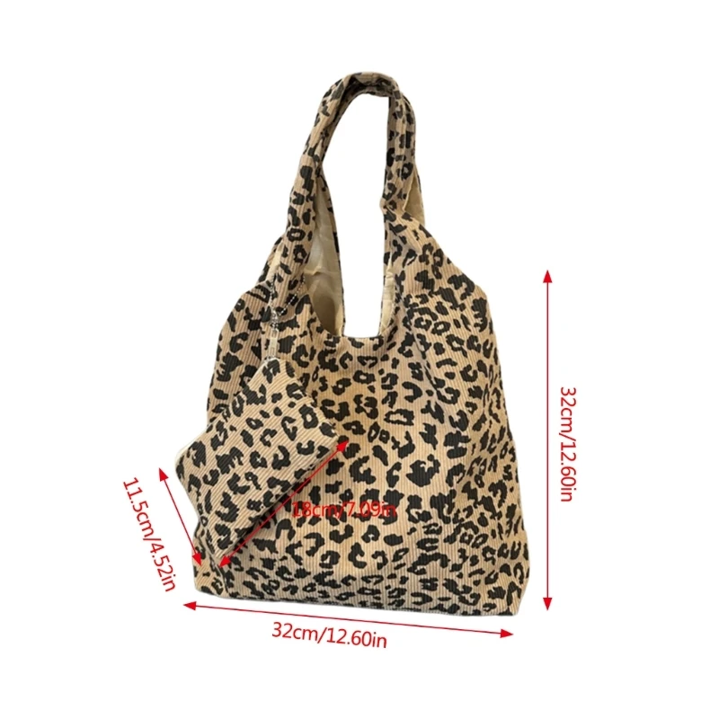 Leopard Print Autumn Winter Slouchy Bag Handbag Shoulder Purse Casual Work Bag Underarm Bags for Office and Travel Use