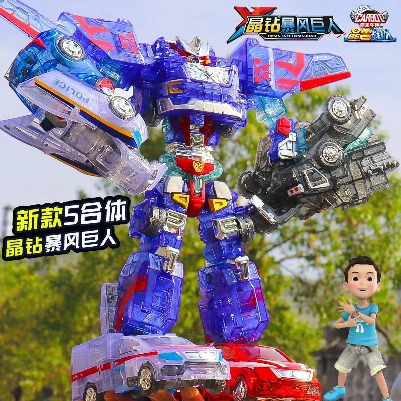 New 5 in 1 Hello Carbot Crystal Carbot Pentastorm X Transform Combined Robot Action Figures Toys SAFARI SAVER Deformation Mecha