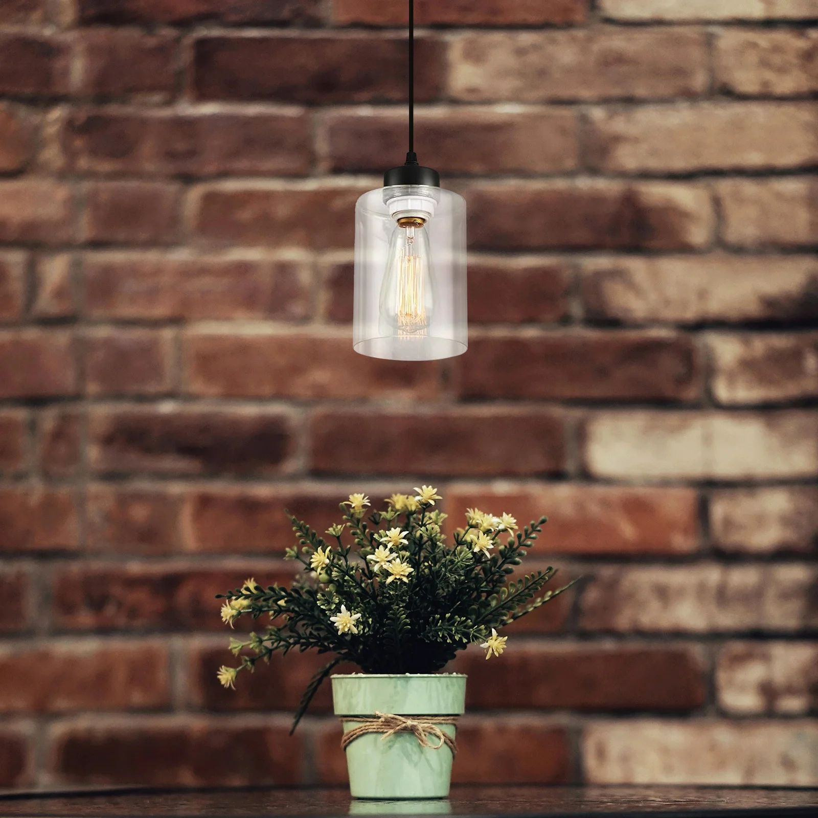 

Retro Iron Glass Pendant Light Hanging Ceiling Lamp Decorative Kitchen Living Room Dining Room Light Art Decor