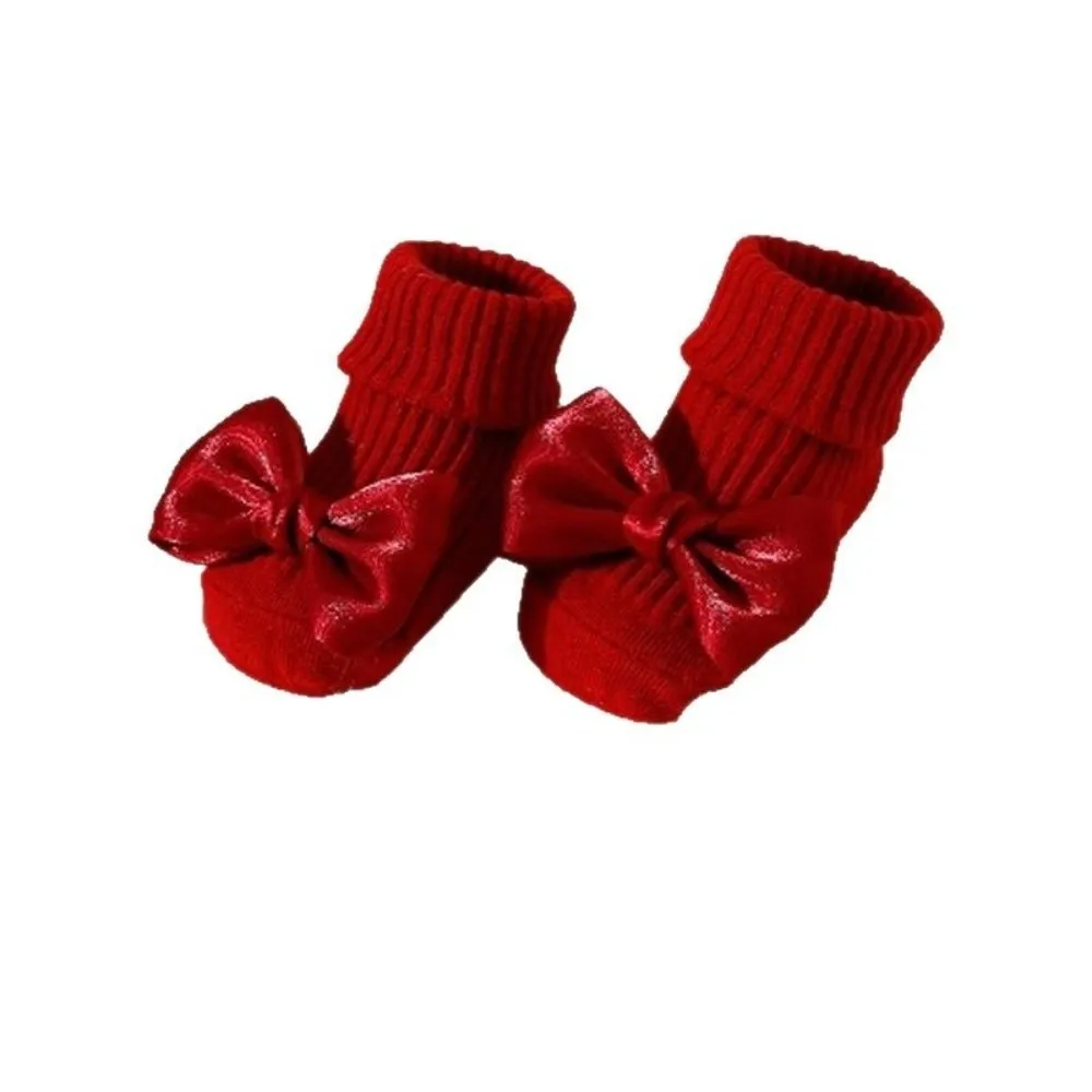1 Paie Soft Cotton Blend Baby Floor Sock Anti-Slip Sole Breathable Fabric Toddler Walking Sock Ribbed Knit Stretch Cuff