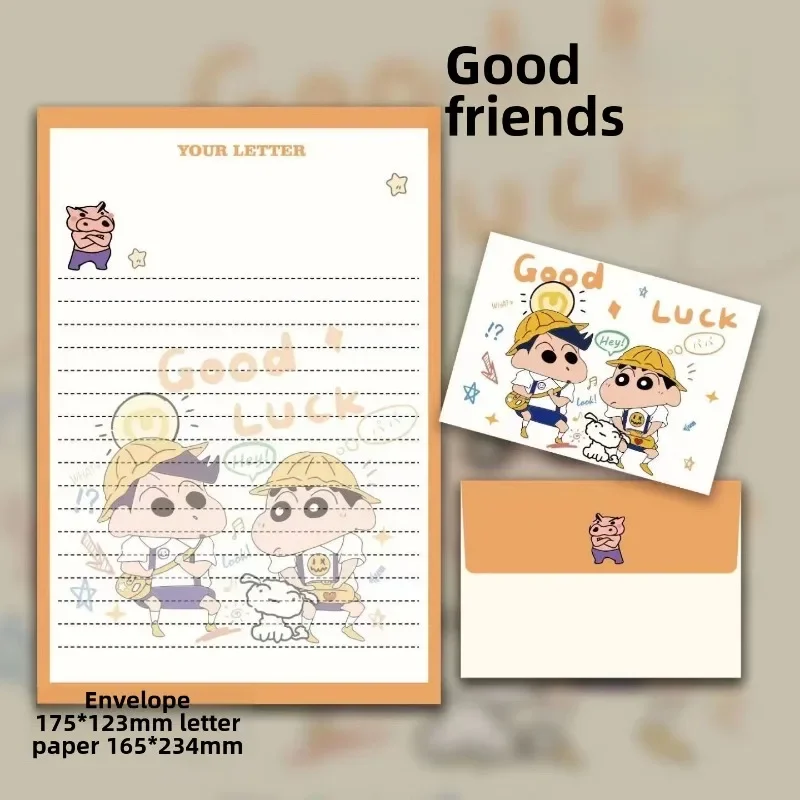 4pcs ชุด Crayon Shin-Chan ซองแผ่นจดหมายอะนิเมะ DIY งานแต่งงานวันเกิดการ์ดเชิญการเขียนเอกสารเครื่องเขียน