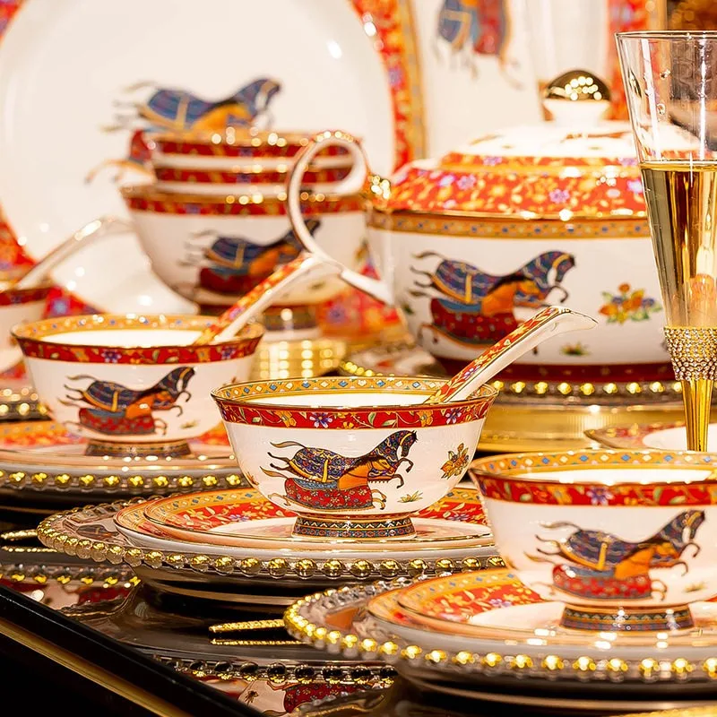 Luxury bone china tableware set ceramic dishes household
