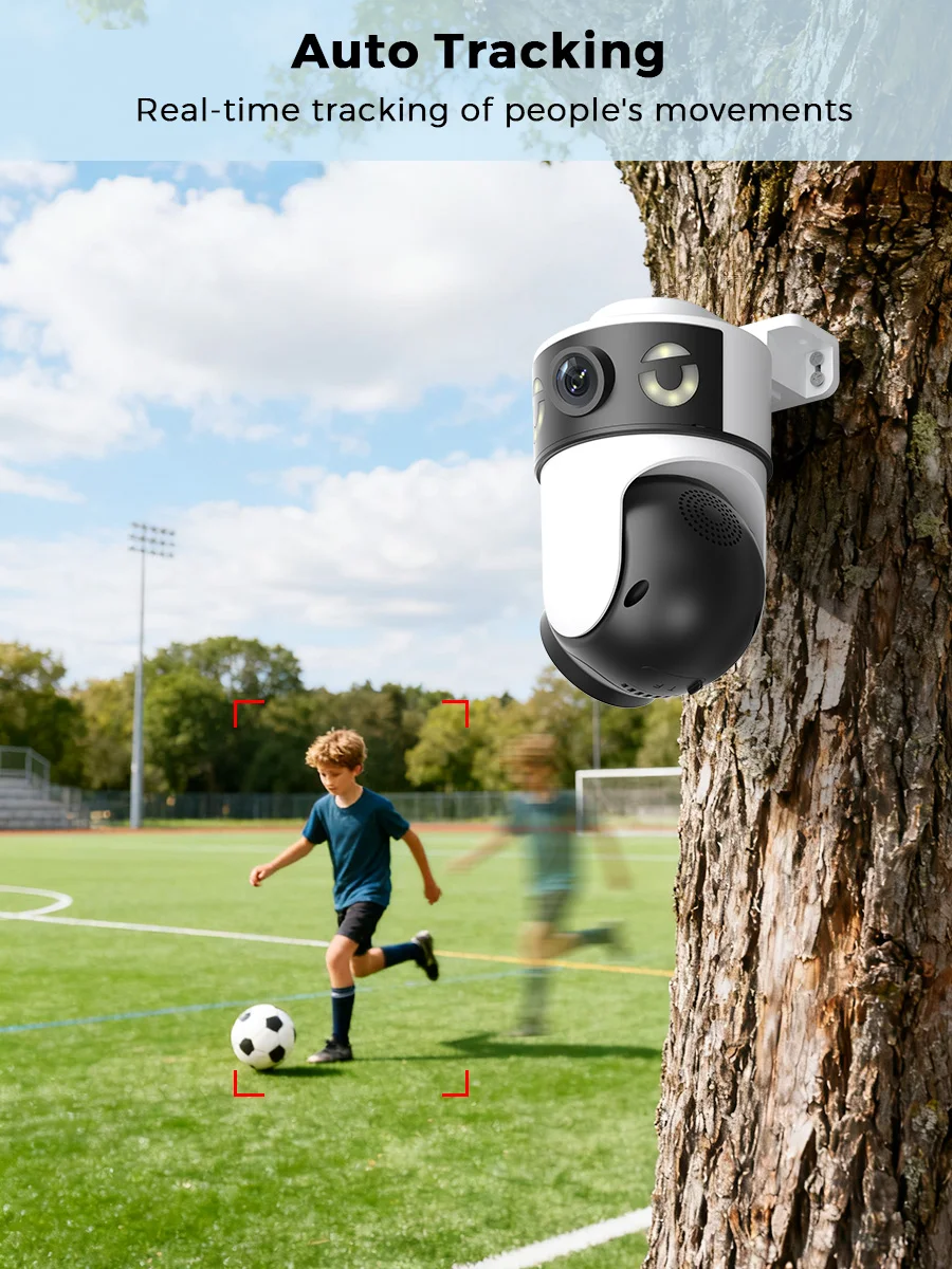 PTZ Dual Lens WIFI Camera 8MP 4K AI Human Detection Auto Tracking 4MP Wireless Outdoor Dual Screen Surveillance IP Camera O-KAM