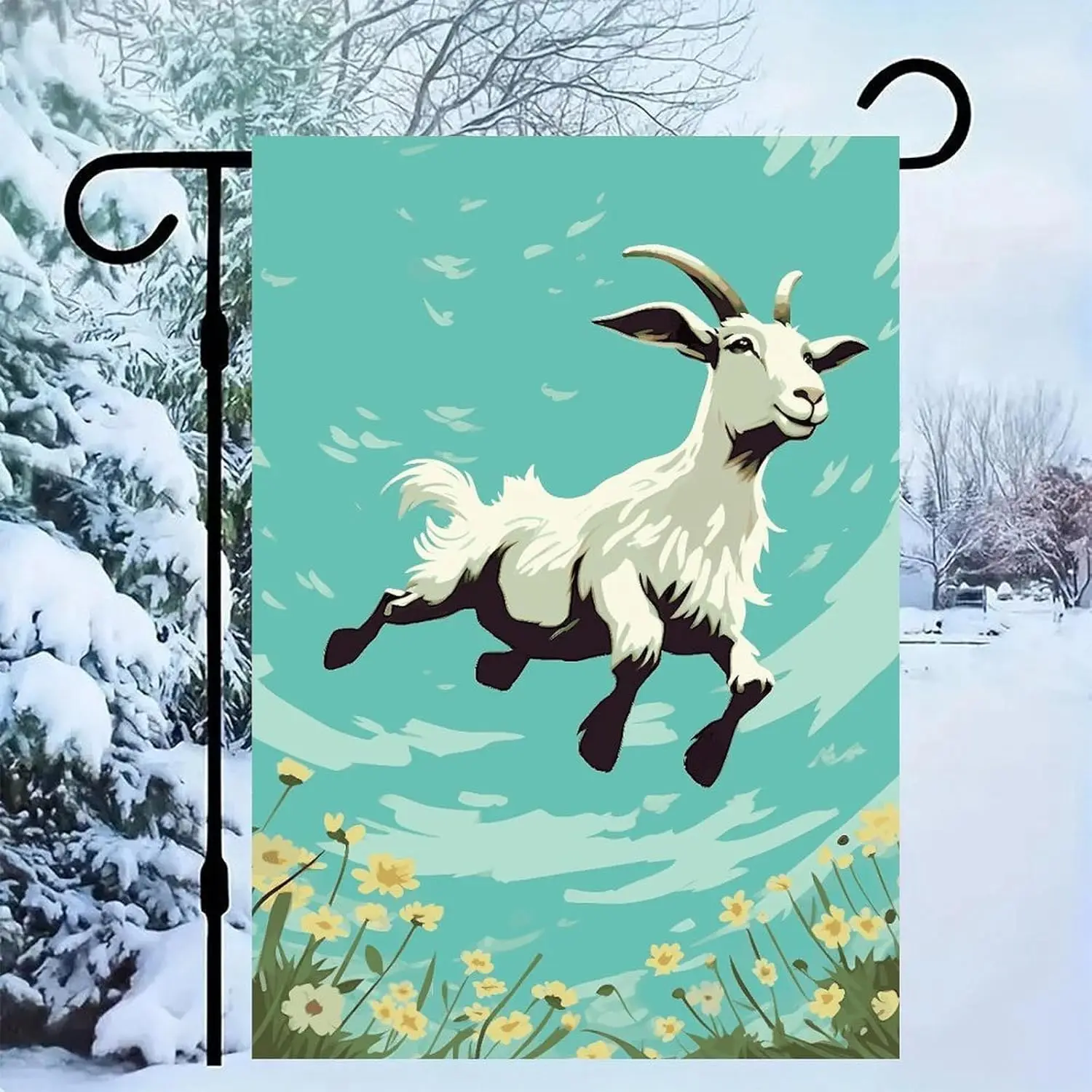 Goat Frolic Garden Flag for Outdoor Decor, Personalized Yard Flags for Home, Holiday Banner for All Seasons, Double-Sided Fl MMZ