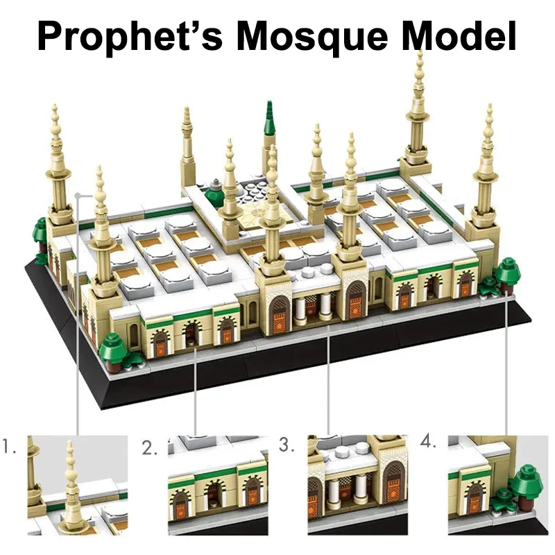 

594PCS Kids Building Blocks Prophet’s Mosque Model Puzzle Bricks Children Toys Home Decoration For Kids Adults Collectible Gift
