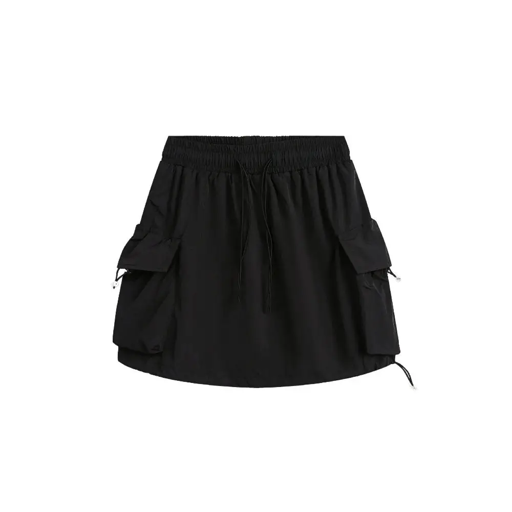 Jupe taille haute ample Simple à lacets avec cordon de serrage, jupes décontractées pour femmes, Style fille épicée, grande poche, jupes Cargo, Streetwear