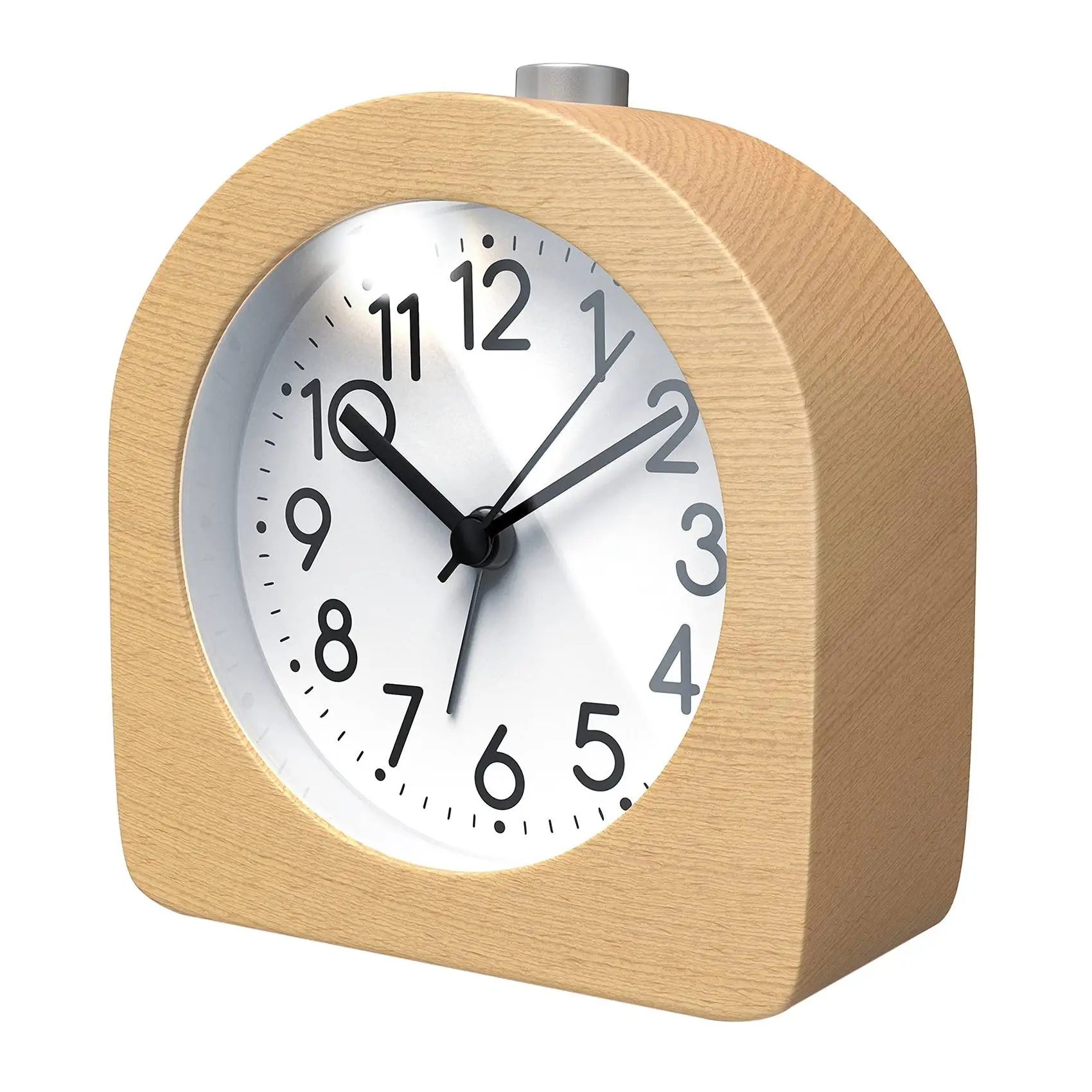 Alarm Clock Without Ticking Retro Wooden Alarm Clock with Dial Alarm Light Quiet Table Clock with Snooze Function A