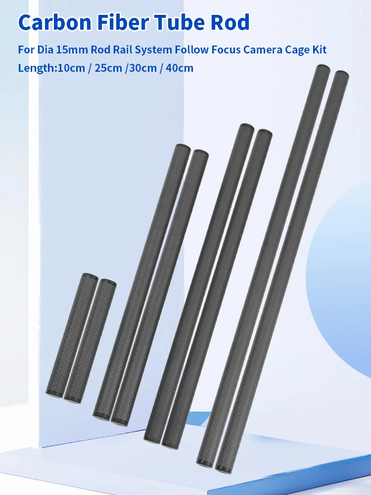 2Pcs 15mm Carbon Faser Rohr Stange 10cm 15cm 25cm 30cm 40cm für Dia 15mm Rod Rail System Follow Focus Kamera Käfig Kit Zubehör – Detail 40