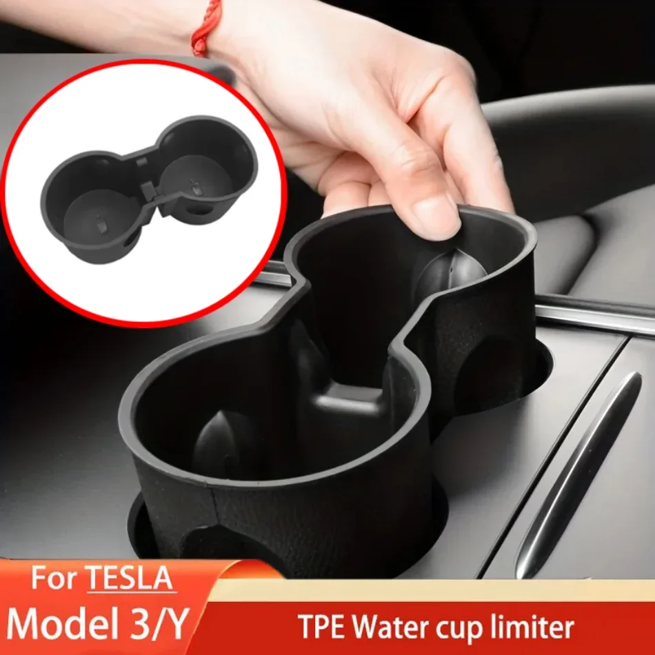 

Center Console Cup Holder Silicone Non-slip Leak-proof Insert Pad Auto Accessories for Tesla Model Y 2021-2025 Model 3 2021-2023