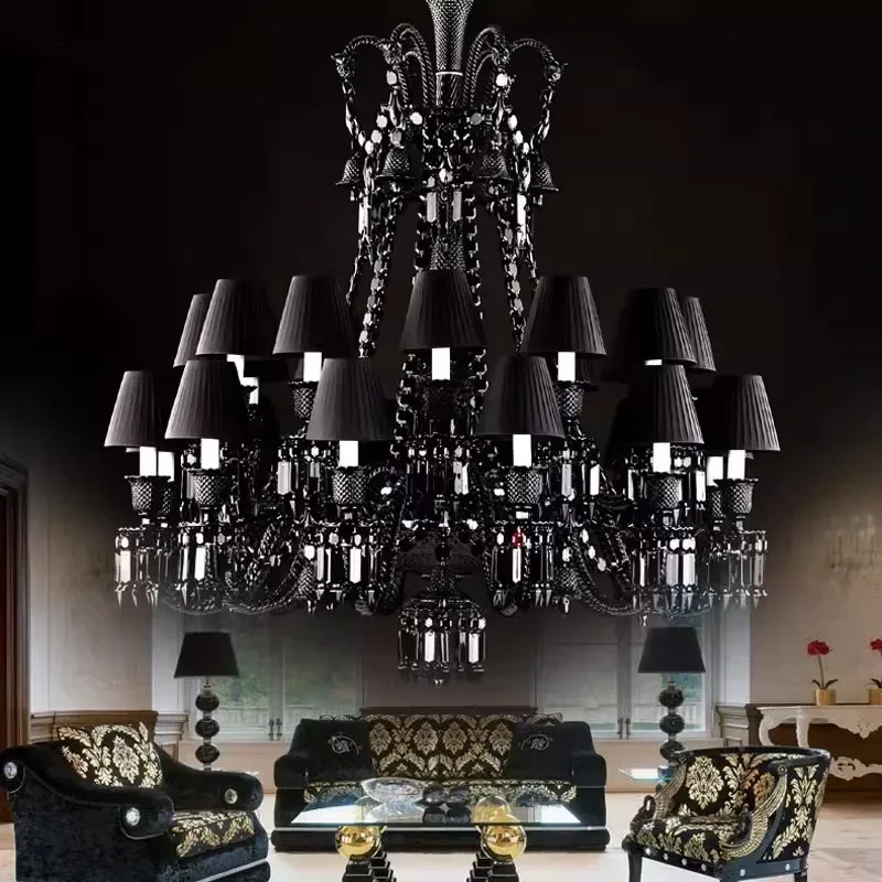 

European Crystal Chandelier Black Dining Rooms Bedroom Lamp Luxury Villa Living Room Lights Crystals Led Home Lighting ZG8030#