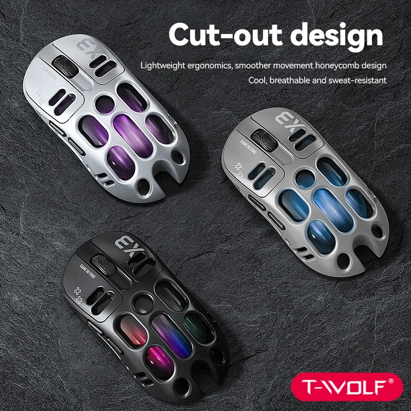 

Hollowed Out Mouse Computer Game Accessories Ergonomic Bluetooth Wireless Mouse2.4G SUB Type-C Laptop Rechargeable RGB Backlight
