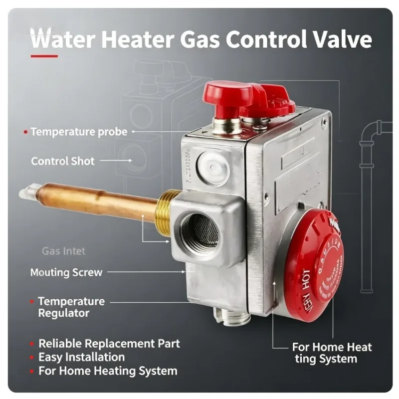 Heating Boiler Thermostat Control Valve, Water Heater Replacement Component with Copper Sensing Probe for Multi Equipment Repair