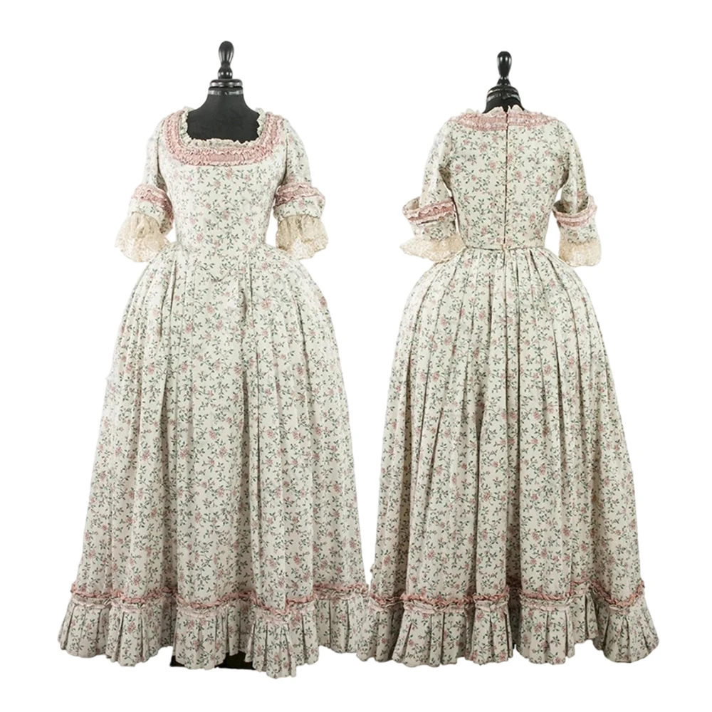 

18th Century Tea Party Rococo Floral Dress Georgian Victorian Royal Court Marie Antoinette Holiday Costume Princess Ball Gown